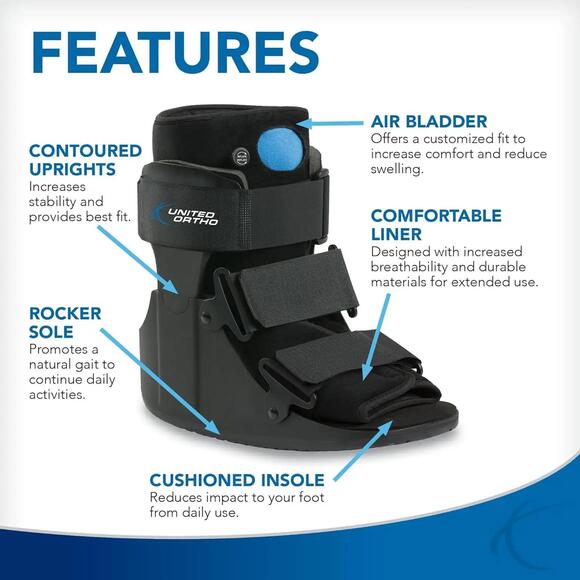 United Ortho Medical Walking Boot with Air Bladder and Rocker Sole Support - Picture 3 of 9